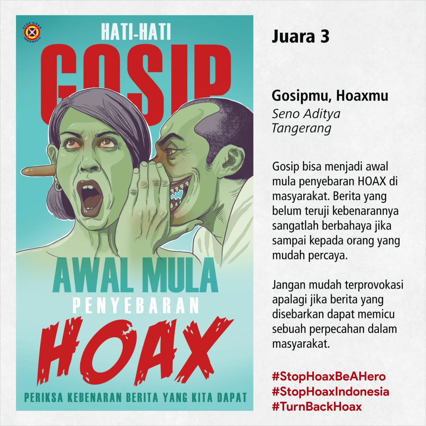 poster tentang stop hoax be a hero