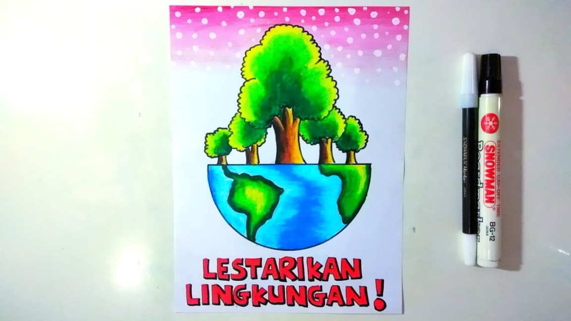 poster tentang lingkungan hidup yang mudah digambar