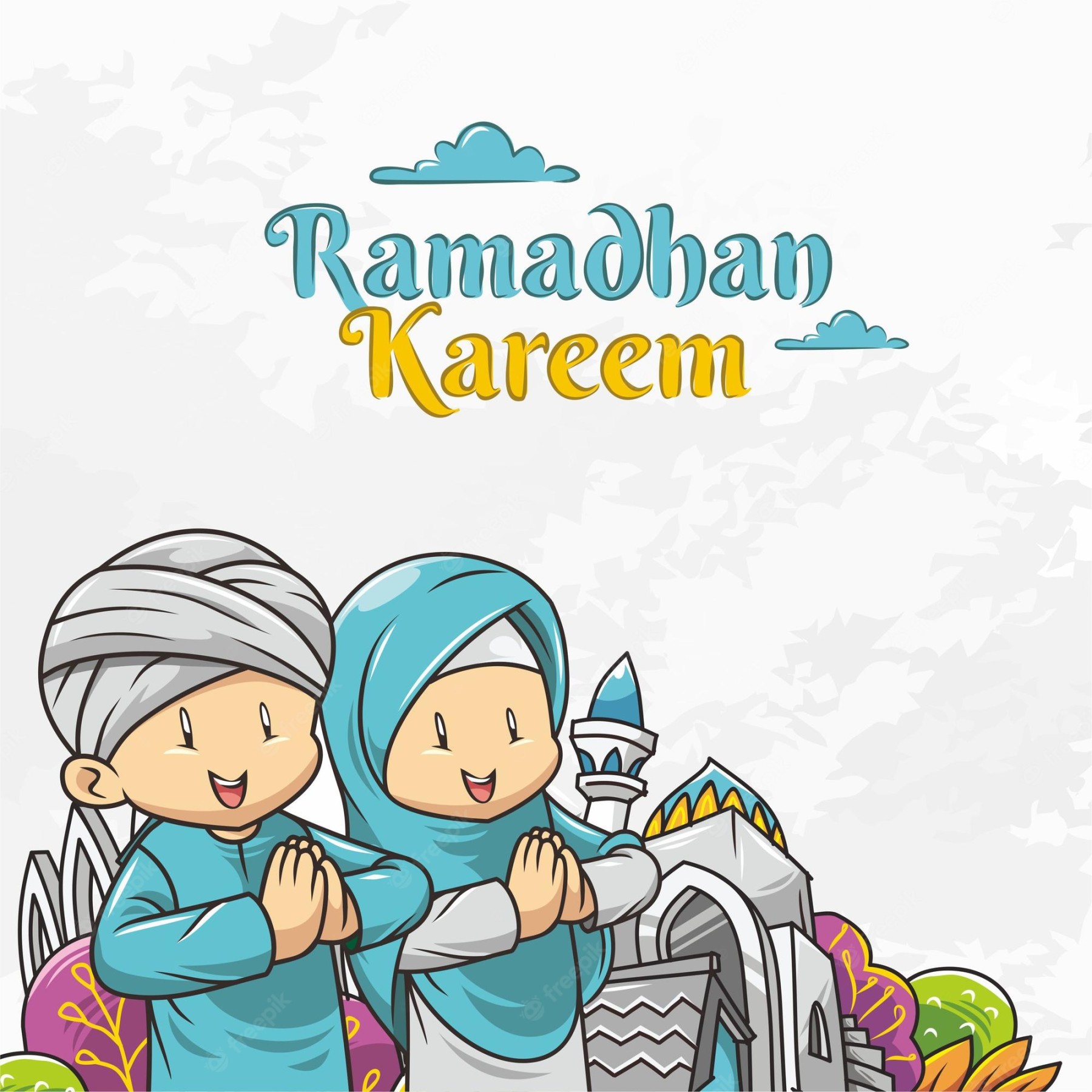 poster tentang ramadhan kareem animasi