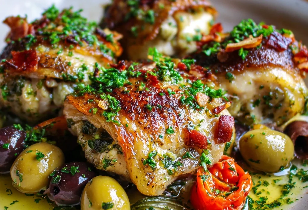 How to Make the Best Chicken Thighs with Pancetta and Green Olives