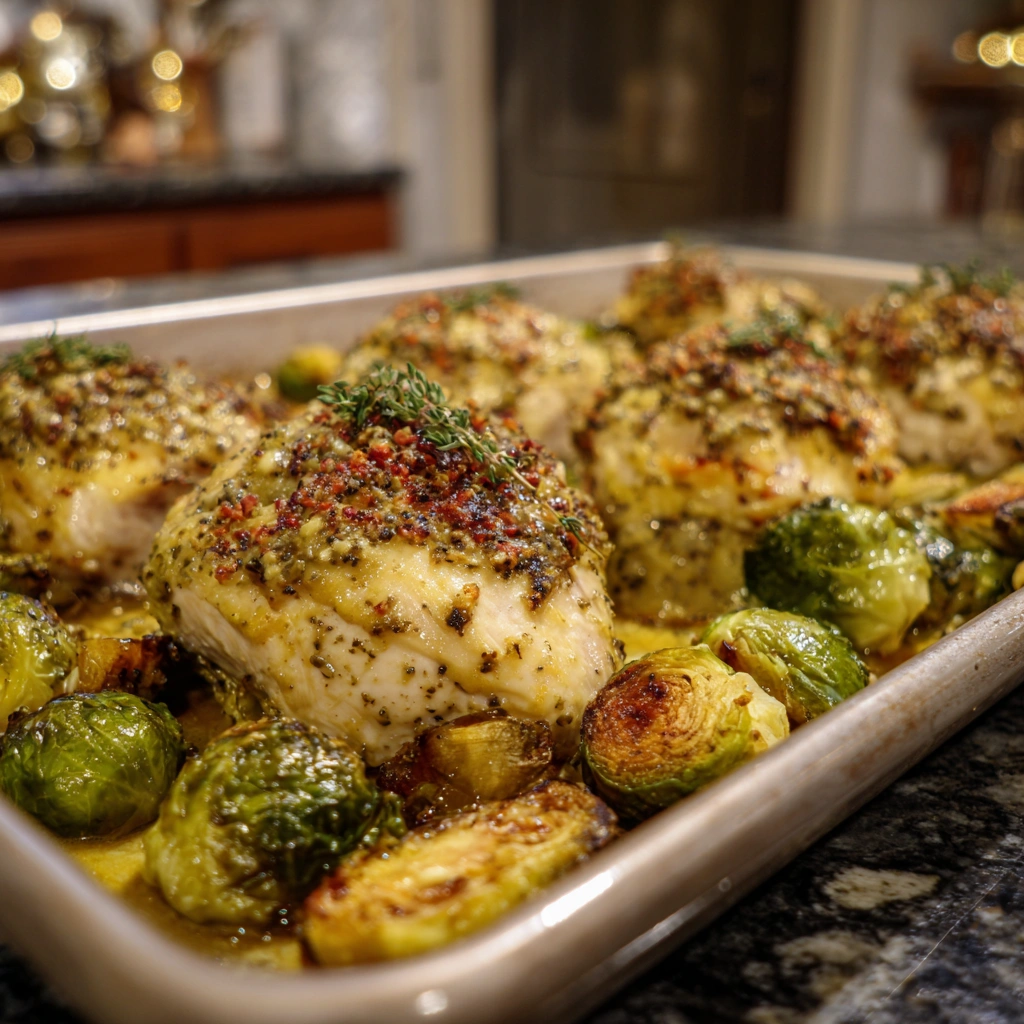 How to Make the Best 5-Ingredient Honey Mustard Sheet Pan Chicken with Brussels Sprouts