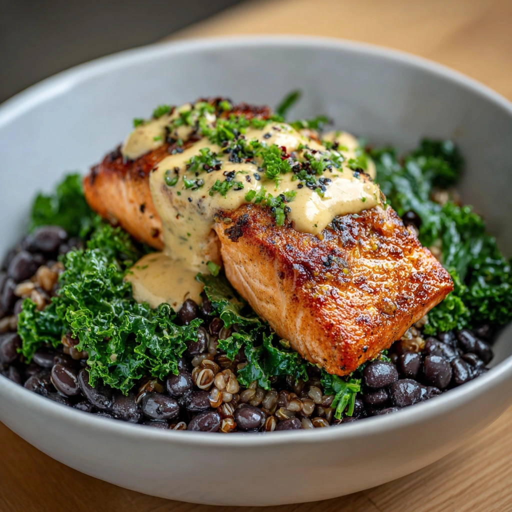 7 Reasons Salmon Bowl with Farro Black Beans Tahini Dressing Rocks Your Lunch