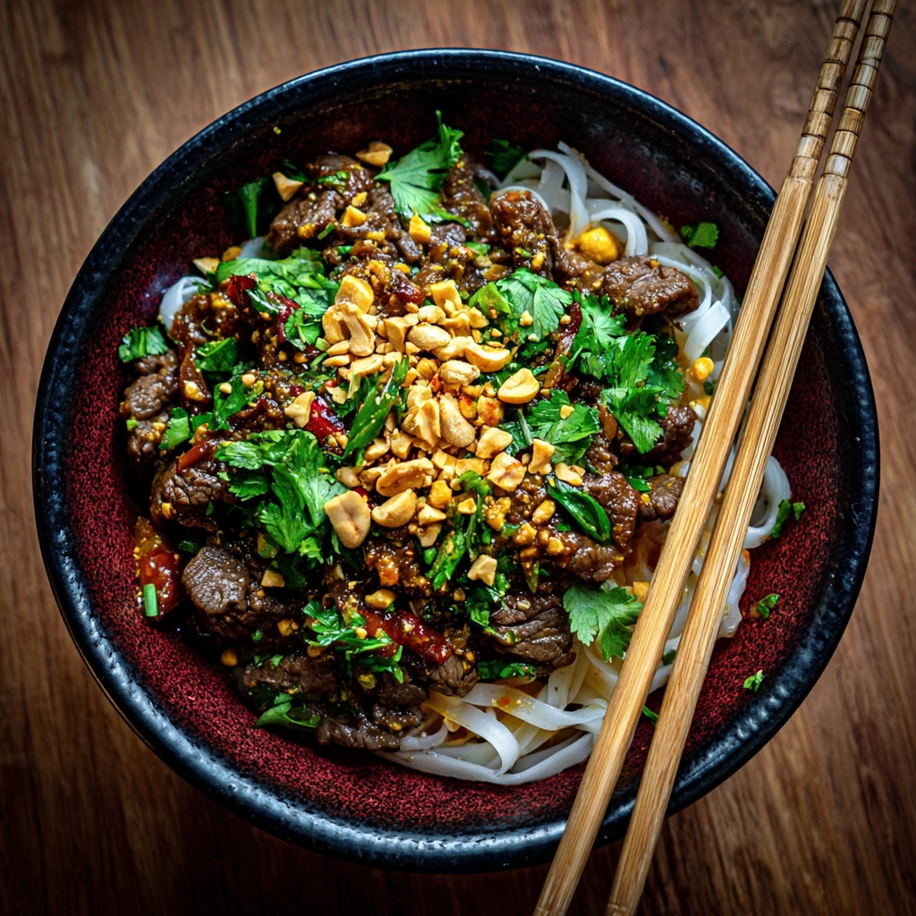 How to Make the Best Stir-Fried Beef Bowls with Rice Noodles Peanuts Herbs in 7 Simple Steps