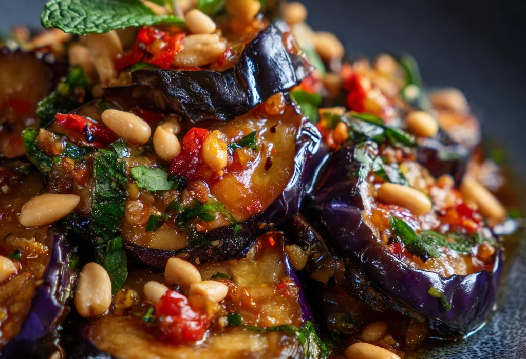 How to Make Sweet and Sour Aubergines with Capers Pine Nuts Mint in 8 Simple Steps