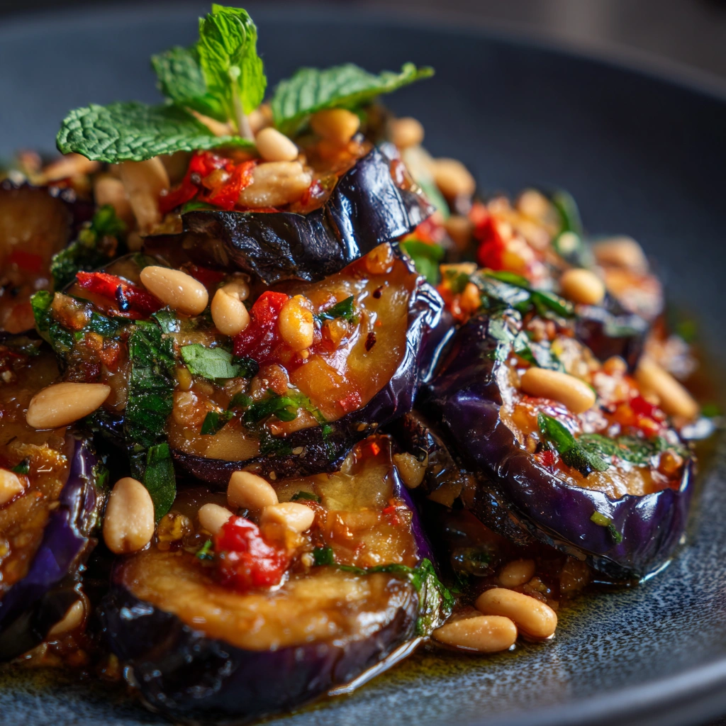 How to Make Sweet and Sour Aubergines with Capers Pine Nuts Mint in 8 Simple Steps